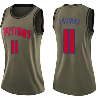 Women's Isiah Thomas Detroit Pistons Green Swingman Salute to Service Jersey