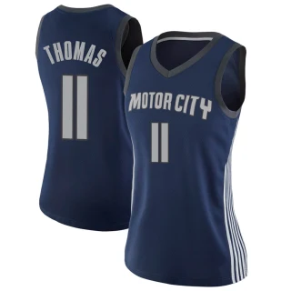 Women's Isiah Thomas Detroit Pistons Navy Swingman Jersey - City Edition