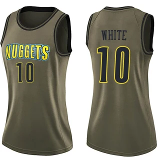 Women's Jack White Denver Nuggets White Swingman Green Salute to Service Jersey