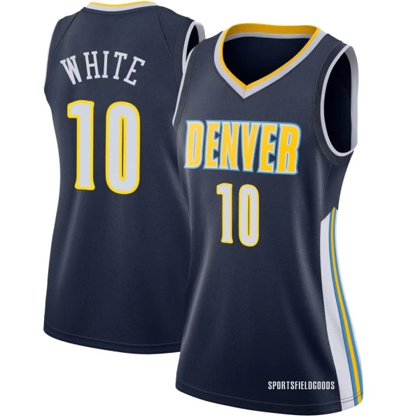 Women's Jack White Denver Nuggets White Swingman Navy Jersey - Icon Edition