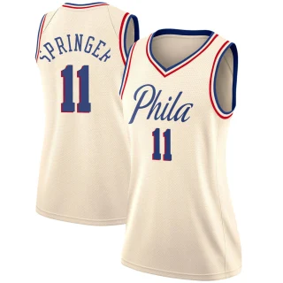 Women's Jaden Springer Philadelphia 76ers Cream Swingman Jersey - City Edition