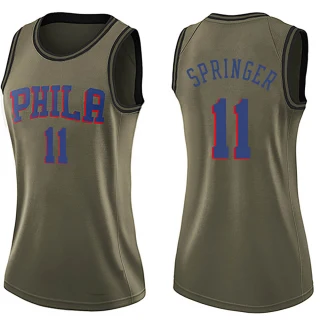 Women's Jaden Springer Philadelphia 76ers Green Swingman Salute to Service Jersey