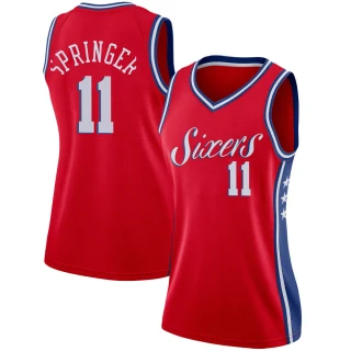 Women's Jaden Springer Philadelphia 76ers Red Swingman Jersey - Statement Edition