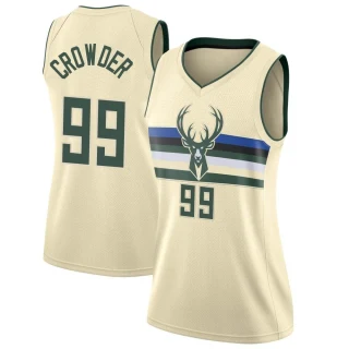 Women's Jae Crowder Milwaukee Bucks Cream Swingman Jersey - City Edition