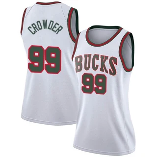 Women's Jae Crowder Milwaukee Bucks White Swingman Fashion Hardwood Classics Jersey
