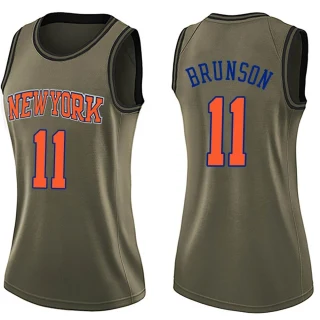 Women's Jalen Brunson New York Knicks Green Swingman Salute to Service Jersey