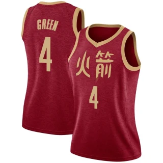 Women's Jalen Green Houston Rockets Green Swingman Red 2018/19 Jersey - City Edition