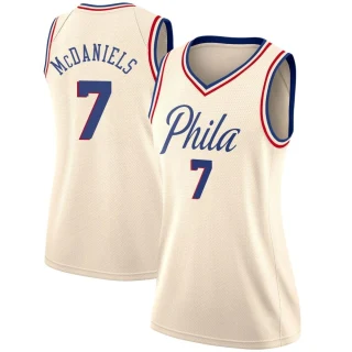 Women's Jalen McDaniels Philadelphia 76ers Cream Swingman Jersey - City Edition