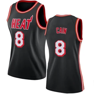 Women's Jamal Cain Miami Heat Black Swingman Fashion Hardwood Classics Jersey