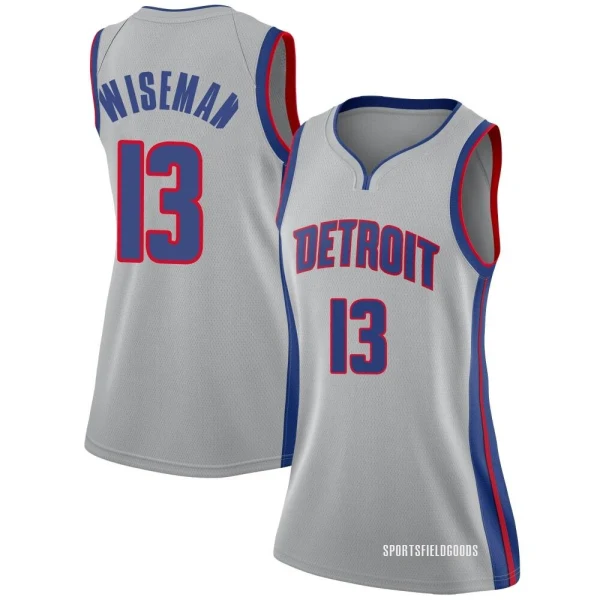 Women's James Wiseman Detroit Pistons Swingman Silver Jersey - Statement Edition