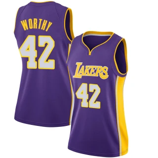 Women's James Worthy Los Angeles Lakers Purple Swingman Jersey - Statement Edition