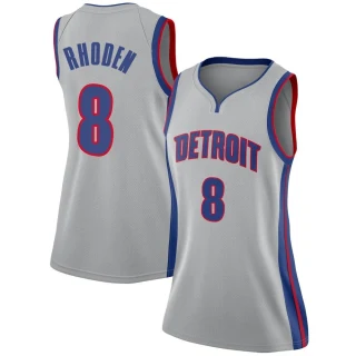 Women's Jared Rhoden Detroit Pistons Swingman Silver Jersey - Statement Edition