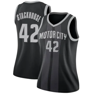 Women's Jerry Stackhouse Detroit Pistons Black Swingman 2018/19 Jersey - City Edition
