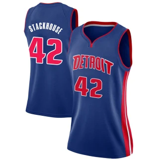 Women's Jerry Stackhouse Detroit Pistons Blue Swingman Jersey - Icon Edition
