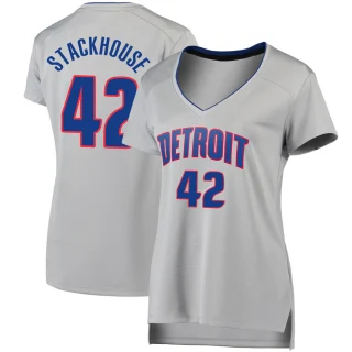 Women's Jerry Stackhouse Detroit Pistons Fast Break Silver Jersey - Statement Edition