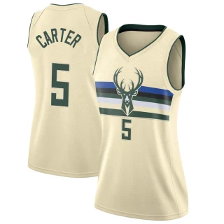 Women's Jevon Carter Milwaukee Bucks Cream Swingman Jersey - City Edition