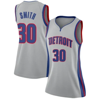 Women's Joe Smith Detroit Pistons Swingman Silver Jersey - Statement Edition