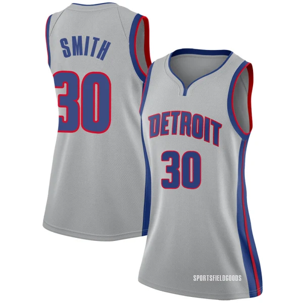 Women's Joe Smith Detroit Pistons Swingman Silver Jersey - Statement Edition