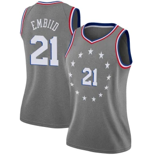 Women's Joel Embiid Philadelphia 76ers Gray Swingman 2018/19 Jersey - City Edition