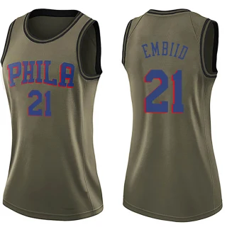 Women's Joel Embiid Philadelphia 76ers Green Swingman Salute to Service Jersey