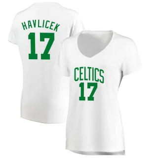 Women's John Havlicek Boston Celtics White Fast Break Association Edition Jersey
