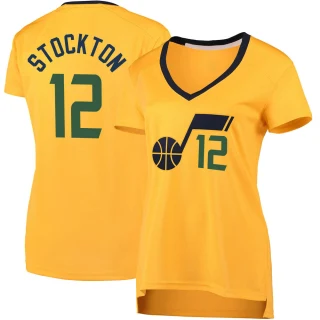 Women's John Stockton Utah Jazz Gold Fast Break Jersey - Statement Edition
