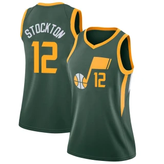 Women's John Stockton Utah Jazz Green Swingman 2018/19 Jersey - City Edition