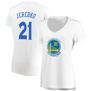 Women's Jonas Jerebko Golden State Warriors Gold Fast Break White Jersey - Association Edition