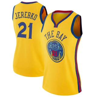 Women's Jonas Jerebko Golden State Warriors Gold Swingman Jersey - City Edition