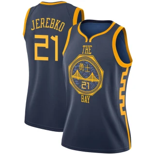 Women's Jonas Jerebko Golden State Warriors Gold Swingman Navy 2018/19 Jersey - City Edition