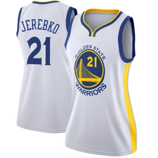 Women's Jonas Jerebko Golden State Warriors Gold Swingman White Jersey - Association Edition