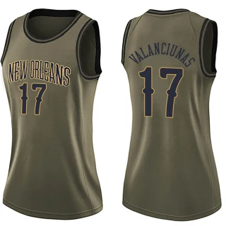 Women's Jonas Valanciunas New Orleans Pelicans Green Swingman Salute to Service Jersey