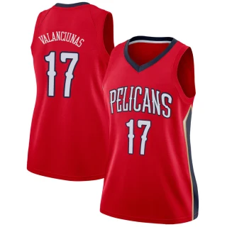 Women's Jonas Valanciunas New Orleans Pelicans Red Swingman Jersey - Statement Edition