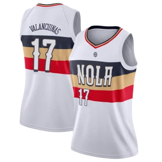 Women's Jonas Valanciunas New Orleans Pelicans White Swingman 2018/19 Jersey - Earned Edition
