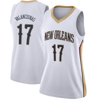 Women's Jonas Valanciunas New Orleans Pelicans White Swingman Jersey - Association Edition