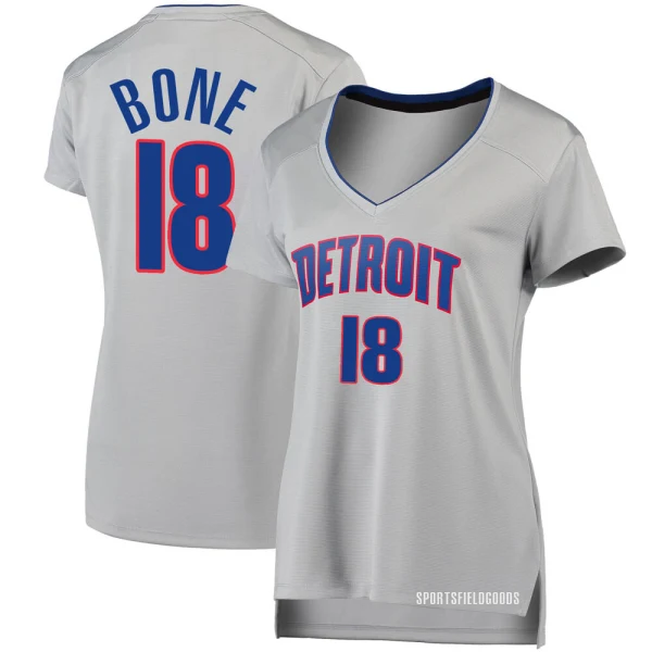 Women's Jordan Bone Detroit Pistons Fast Break Silver Jersey - Statement Edition