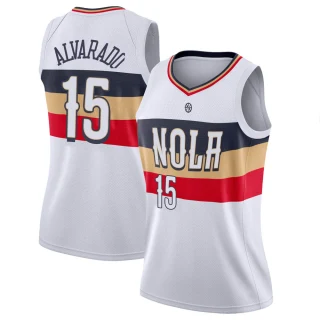 Women's Jose Alvarado New Orleans Pelicans White Swingman 2018/19 Jersey - Earned Edition