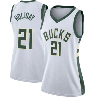 Women's Jrue Holiday Milwaukee Bucks White Swingman Jersey - Association Edition