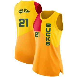 Women's Jrue Holiday Milwaukee Bucks Yellow Swingman 2018/19 Jersey - City Edition
