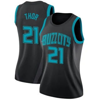 Women's JT Thor Charlotte Hornets Black Swingman Jordan Brand 2018/19 Jersey - City Edition