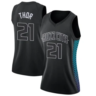 Women's JT Thor Charlotte Hornets Black Swingman Jordan Brand Jersey - City Edition