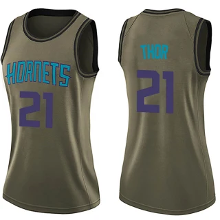 Women's JT Thor Charlotte Hornets Green Swingman Salute to Service Jersey