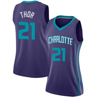 Women's JT Thor Charlotte Hornets Purple Swingman Jordan Brand Jersey - Statement Edition