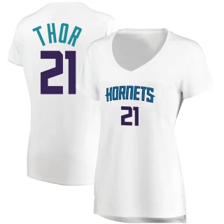 Women's JT Thor Charlotte Hornets White Fast Break Jersey - Association Edition