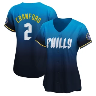 Women's Justin Crawford Philadelphia Phillies Blue Limited 2024 City Connect Jersey
