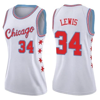 Women's Justin Lewis Chicago Bulls White Swingman Jersey - City Edition