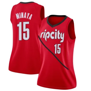 Women's Justin Minaya Portland Trail Blazers Red Swingman 2018/19 Jersey - Earned Edition