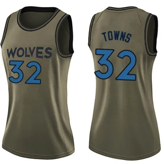 Women's Karl-Anthony Towns Minnesota Timberwolves Green Swingman Salute to Service Jersey