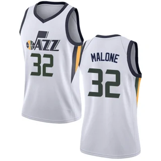 Women's Karl Malone Utah Jazz White Swingman Jersey - Association Edition