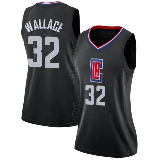 Women's Keaton Wallace Los Angeles Clippers Black Swingman Jersey - Statement Edition